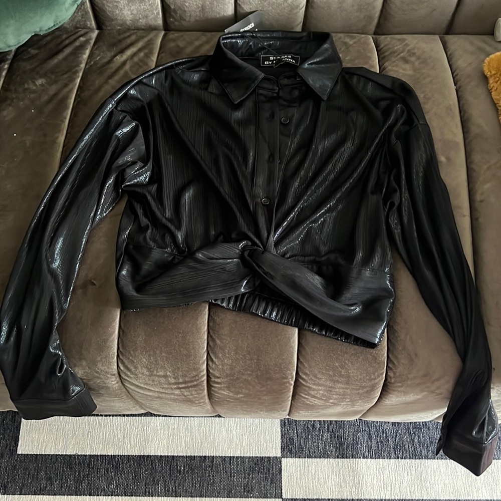 Shiny Black Boutique Blouse